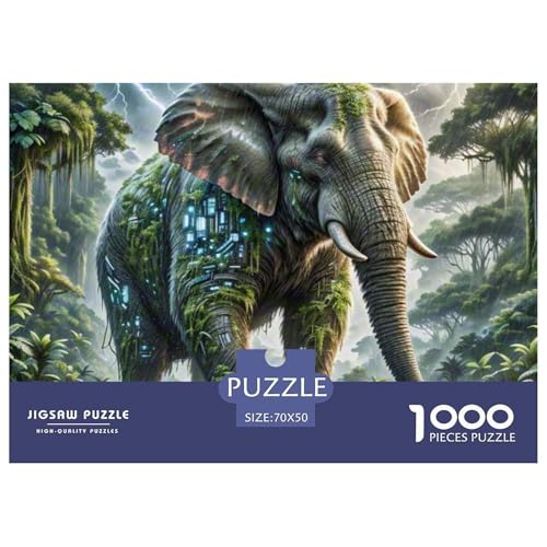 Éléphant Sauvage écrasant Les vignes 1000 Pièces Puzzles Animaux pour Adultes, Parfait pour Les Amateurs De Puzzles, Cadeau d'anniversaire, Jeux Éducatif, Qualité Premium 70x50cm/1000pcs