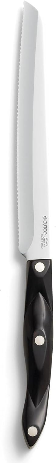 CUTCO Model 3729 Santoku-Style Carver with 8.2" Double-D serrated edge blade and 5.5" Classic Dark Brown handle (often called "Black").
