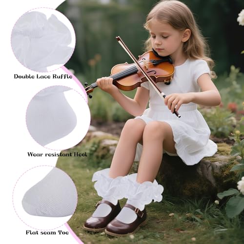 Girls White Ruffle Socks Toddler Girl Frilly Lace Dress Ruffles Fold Over Cuff Sock Comfortable Cotton Socks2