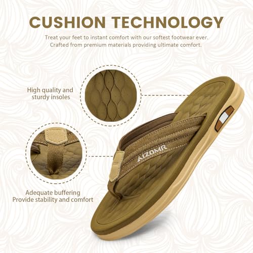 Image of Mens Sandals Arch Support Comfortable Beach Slides with Adjustable Buckle Straps Slippers for Men