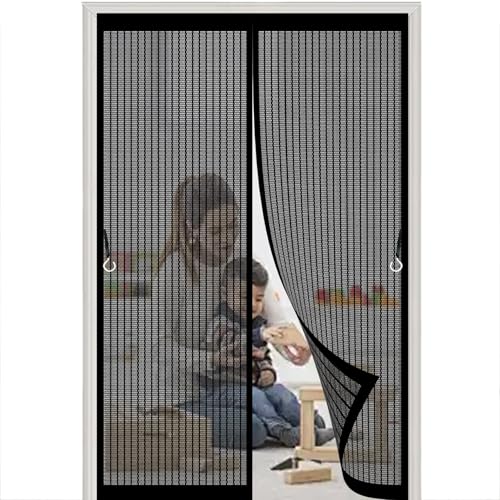 Moustiquaire de porte anti-insectes 156 x 186 cm noir magnétique - 2