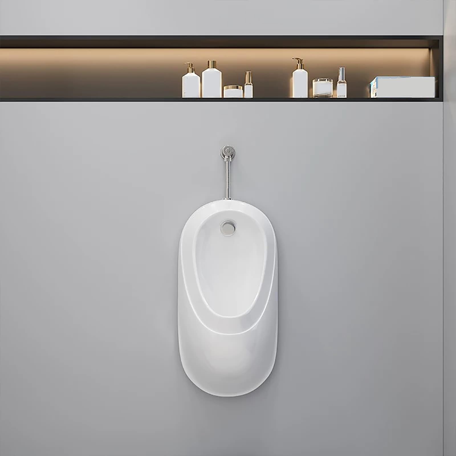 Eiwitany Splash and Odor Resistant Ceramic Wall Mounted Men's Urinal, for Hotels, Schools, Public Restrooms and Outdoor Areas (Manual)