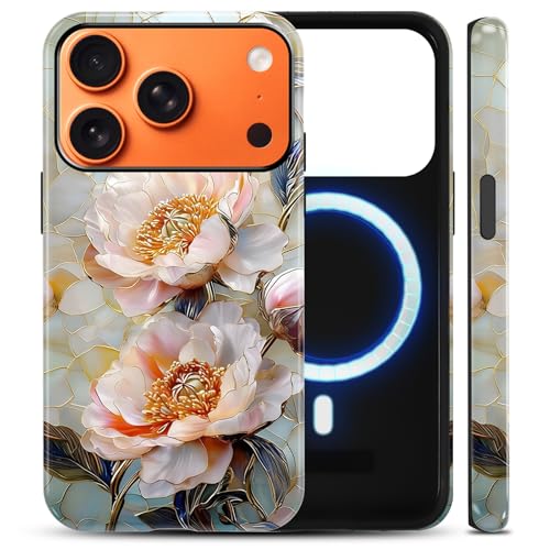 Coque iPhone 17 Pro Max antichoc pivoine magnétique pour éviter les rayures