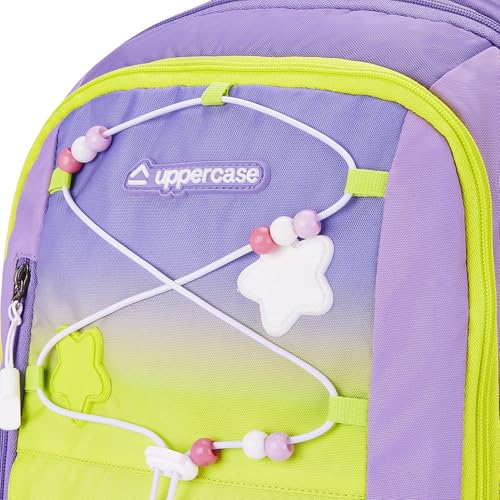 Image of uppercase Luna School Bag for Kids | Purple backpack with Well padded Shoulder Strap and Back | 500 Days Warranty