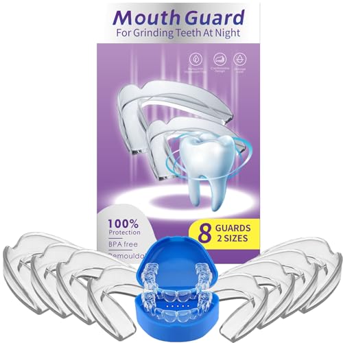 Mouth Guard for Grinding Teeth at Night,8 Pack Night Guards for Teeth Grinding,2 Size Mouthguards for Grinding of Teeth,Reusable Teeth Grinding Mouth Guard for Sleeping