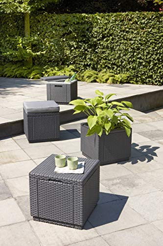 'Allibert by Keter' Hocker mit Stauraum Cube w/ cushion, graphit/cool grey, inkl. Kissen, mit Stauraum, Deckel abnehmbar, Kunststoff, flache...