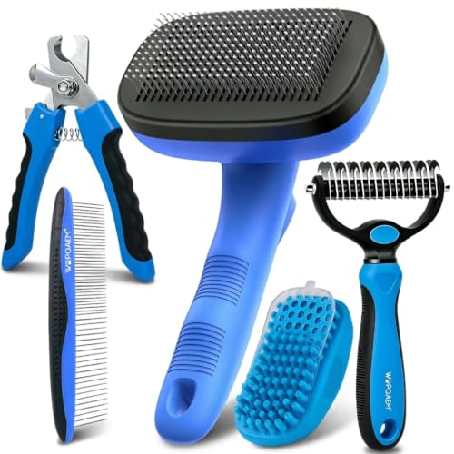 Image of Self Cleaning Slicker Brush for Dog Shedding & Deshedding Grooming | Fluff & Detangle Short Long Hair, Ideal for Dogs & Cats Heavy Dense Wavy Curly Coats to Easily Prevent Severe Matting at Home