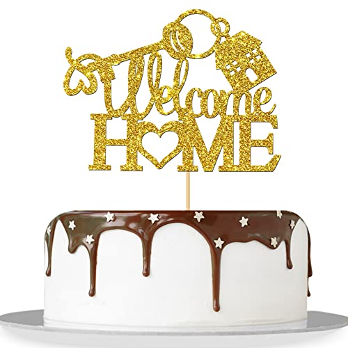 Monmon & Craft Welcome Home Cake Topper / New Home / Retirement Party Decor / Welcome Back / Retiring From The Army Party Decorations Gold Glitter #TOP19