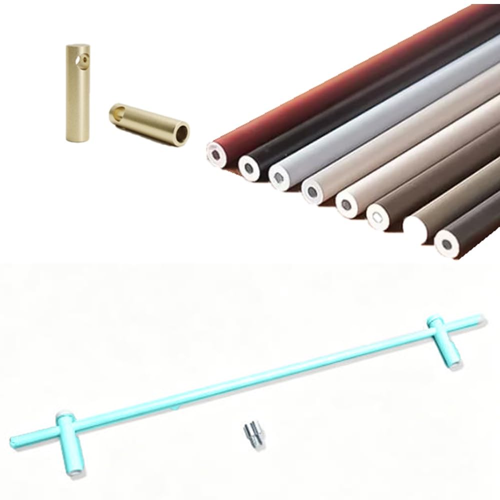 SVBVRFEEW Metal Shelf Guard Rail Decorative 8 16 24 32 40 48 In Shelf Tipping Guardrail Bar Aluminum Round Tube Wood Shelves Fence Gallery Rail For Shelves(Blue,110cm/43.3in)