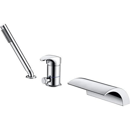 150.2420CP | Five Hole Deck Mounted Roman Tub Faucet With Hand Shower | Flusso Faucets 150.2420CP | Five Hole Deck Mounted Roman Tub Faucet With Hand Shower | Flusso Faucets