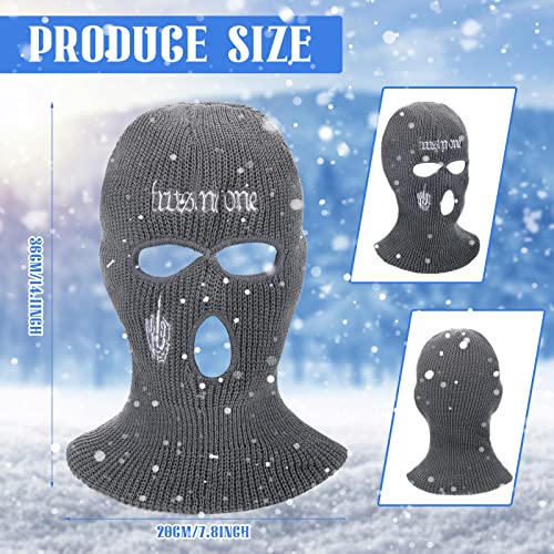 Vicenpal 3 Pieces Balaclava Face Mask 3 Hole Winter Ski Mask For Men And Women Knitted Balaclava Full Face Cover For Cold Weather (Black, White And Gray) One Size #TOP1