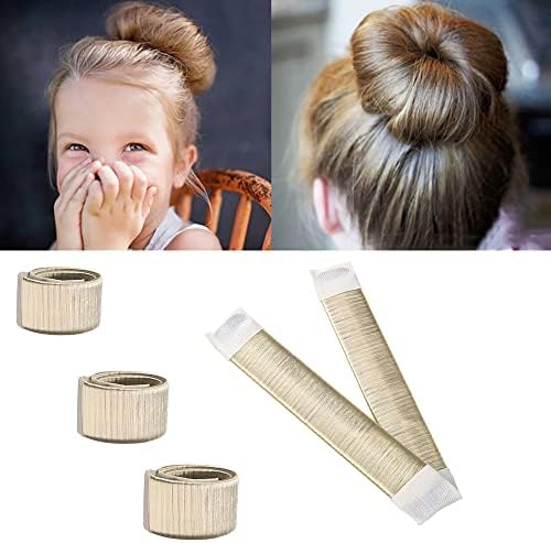 Aisonbo Hair Bun Maker, Size 5.9 inch Magic Bun Shaper Donut Hair Styling for Kids Curler Roller Dish Headbands,3 Pack,Blonde