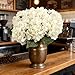 Kimura's Cabin 6Pcs Fake White Hydrangea Flowers Artificial Silk Hydrangeas with Stems Faux Hydrangea Bouquets for Home Wedding Party Table Core Decoration (White, Pack of 6)