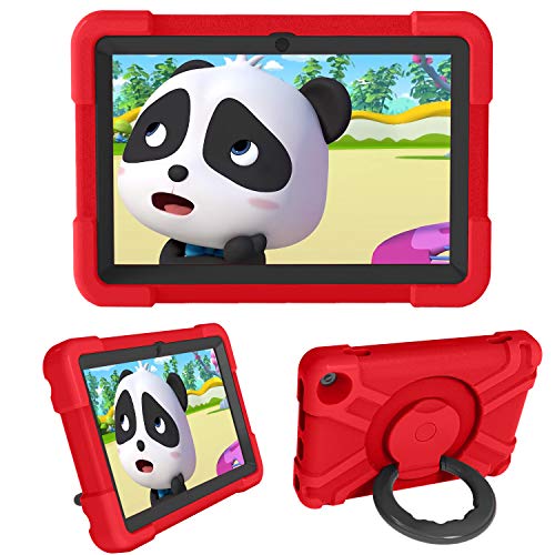 Fire HD8 2020 キッズタブレットケース - 2層耐衝撃ハンドル回転スタンド フルボディ保護ケース