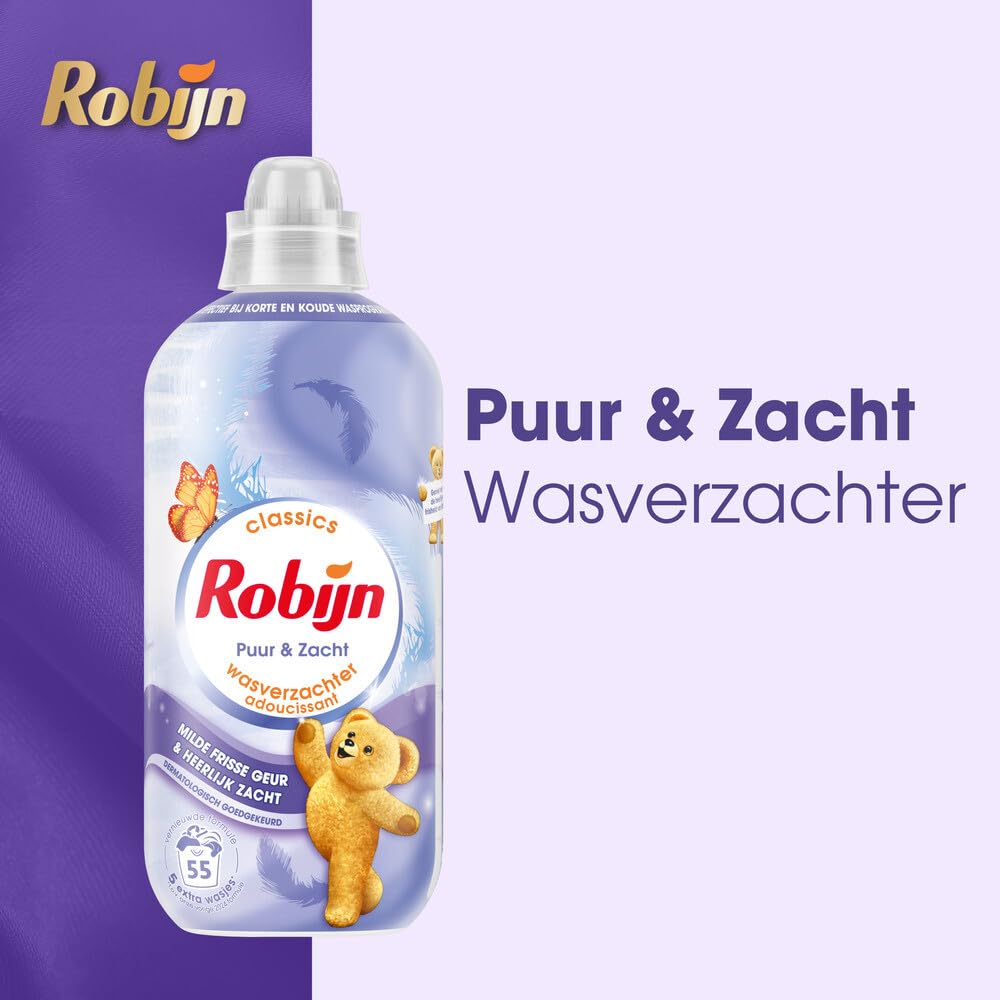 Robijn płyn do płukania tkanin – Pure & Soft – 55 prania/1,1 litra