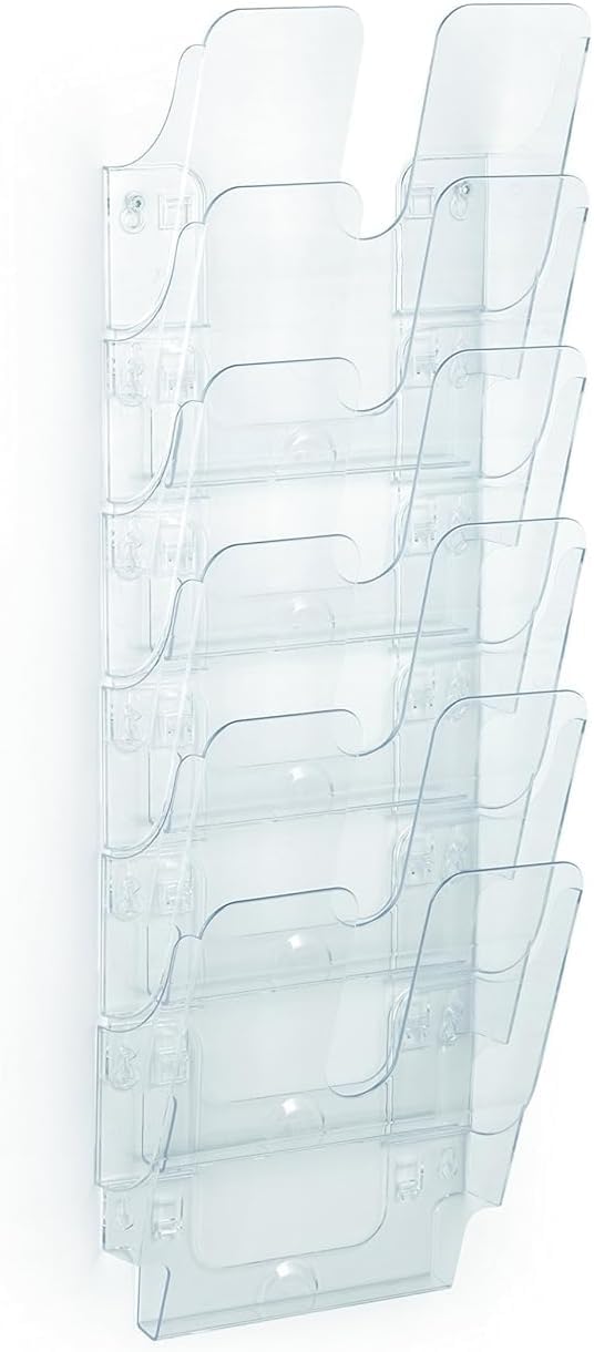 Durable FLEXIPLUS 6 A4 Portrait Literature Holder - Transparent - Easy To Install Wall Mounted Document Holder - Perfect For Flyers, Brochures, Etc.