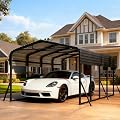 HOPETANA 12x20 Metal Carport, Heavy Duty Outdoor Vehicle Shelter with Steel Frame & Roof, DIY Assembly Open-Side Canopy for Car, Pickup, Boat & Equipment
