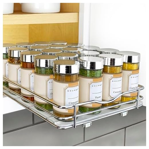 LYNK PROFESSIONAL® Trek Spice Rack Organizer voor kast - Uitschuifbaar verticaal kruidenrek - 8-1/4 inch brede schuifbare kruidenorganizer plank - chroom
