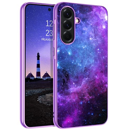 GUAGUA for Samsung Galaxy A36 Case 5G Glow in Dark Space Nebula Pattern Noctilucent Luminous Slim Fit Anti Scratch Shockproof Protective Phone Case for Samsung A36 5G 6.7 inch, Blue