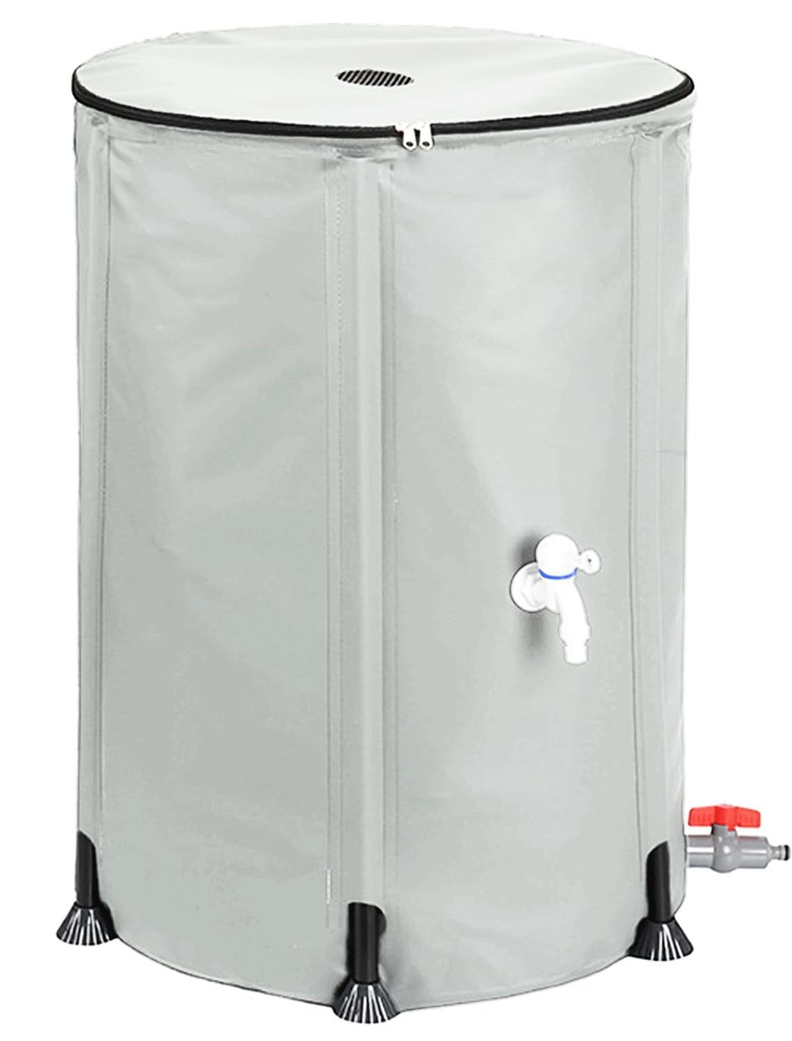 Sistema De Recolección De Agua De Lluvia - Cubo Plegable con Soporte, Grifo, Tapa con Cremallera Y Válvula De Drenaje | Ideal para Riego De Jardines Y Lavado De Coches(50L)