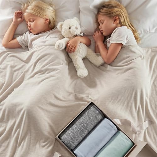 Image of Bedsure Oat Beige Cooling Blanket Queen Size for Hot Sleepers - Summer Cold Blanket for Queen Size Bed with Rayon Derived from Bamboo, Ice Cool Cold Arc-Chill Thin Summer Bedding Essentials, 90x90