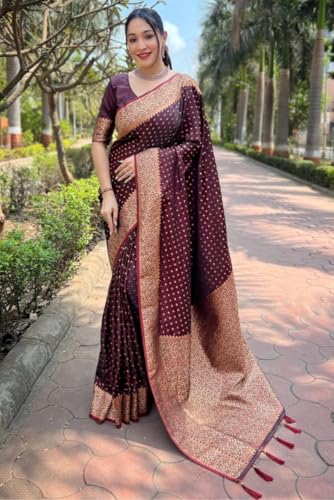 Image of Women's Kanjivaram Soft Silk Banarasi Saree With Blouse Piece | Banarasi Sari For Women | Saree with Blosepiece