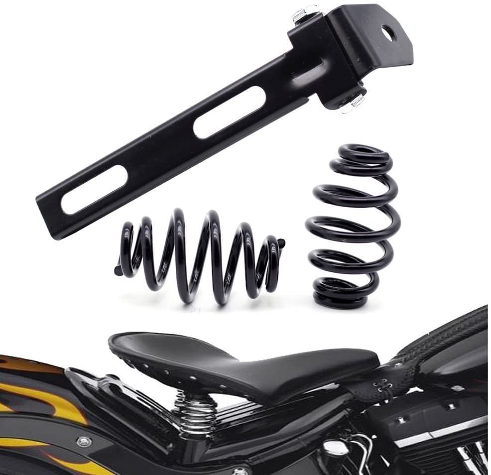 Paire De Ressorts De Siège Moto 3 Pouces - Acier, Noir Mat, Pour Custom Chopper Et Bobber