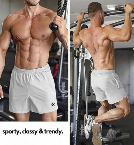 Image of Men's Lycra Gym Shorts | Stretchable Running Shorts for Men | Quick Dry Sports Shorts with Pockets | Elastic Waist Active Wear | Regular Fit