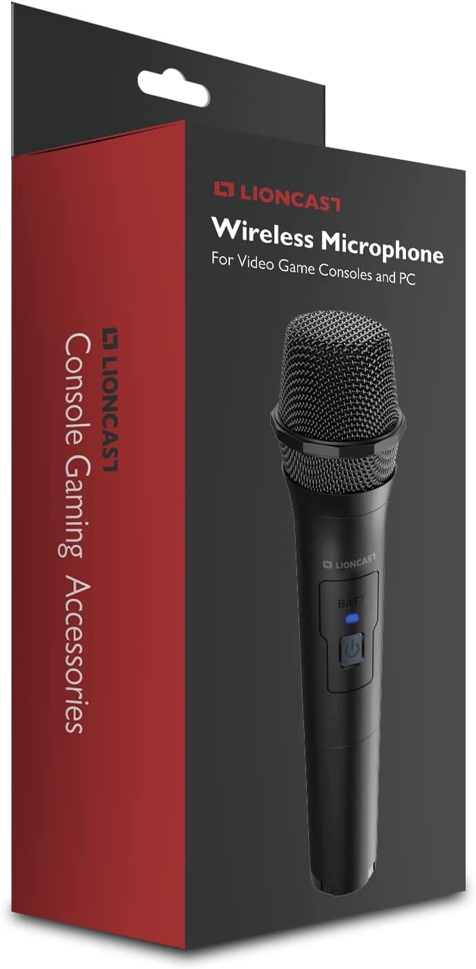 Lioncast Wireless Karaoke Mikrofon für PlayStation 5 / PS5 / PS4, PC, Wii, Xbox, Nintendo Switch, Karaoke Mikrofone für Let's Sing, Voice of Germany, SingStar, kabelloses Mikrofon PC