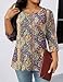 LOMON Plus Size Women Blouses Three Quarter Sleeve Tops Long Sleeve Woman Summer Tops for Women Plus Size Womens Clothing Boho Print 3X