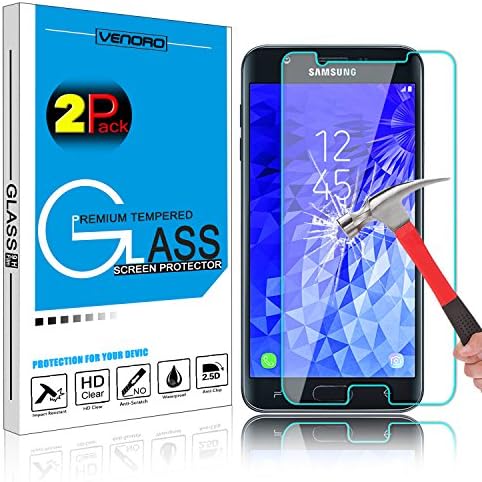 Galaxy J7 2018 Screen Protector, Venoro Galaxy J7 Aero J737V / Galaxy J7 Aura / J7 Crown / J7 Top J737T / J7 Refine Tempered Glass Screen Protector for Samsung Galaxy J7 Eon/Galaxy J7 Star (2 Pack)