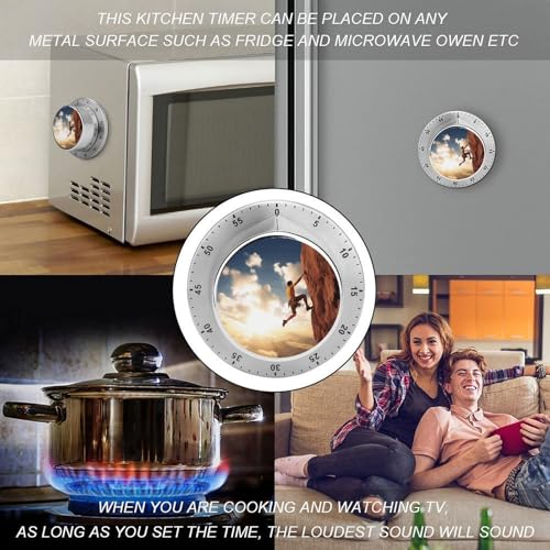 Temporizador de cocina mecánico de acero inoxidable con alarma fuerte y base magnética 5