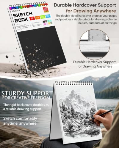 Image of Soucolor 9x12 Hardcover Sketch Book Thick Sketchbook Drawing Paper for Kids