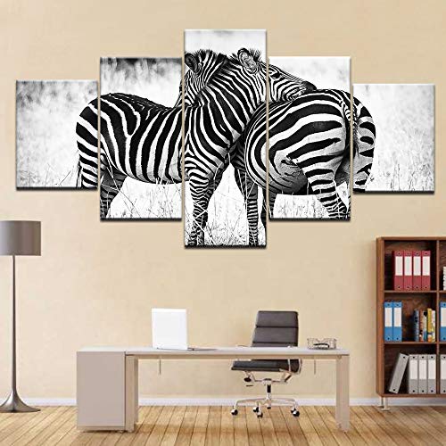 KANGZEDT Pintura sobre lienzo - 5 piezas 200*100CM Animal cebra Cuadros en Lienzo Decoracion de Pared 5 Piezas Modernos Mural Fotos para Salon Dormitorio Pintura Sobre Lienzo 5 Piezas Pintura de Arte