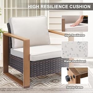 Patio wicker chairs set of 2 350 lbs weight capacity wicker outdoor club chair set with metal wide armrests for porch deck sunroom backyard  urban country home decor