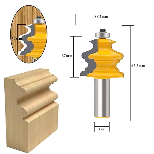 Miniatura 2 de TAIWAIN - Juego de brocas para enrutador, vástago de 1/2 pulgada, 10 unidades, panel biselado elevado para carpintería, herramienta de fresado