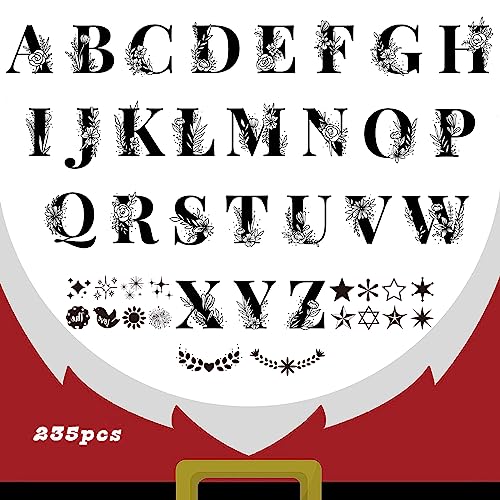 Casciybo Letter Temporary Tattoo Female Girl, 12 Black Forged English Letters, Flowers English Letters waterproof Tattoo Stickers, for Adult Children
