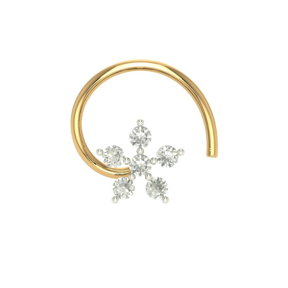 Peenzone 18K Gold Plated 92.5-925 Sterling Silver Flower Round Shape Cubic Zirconia Prong Setting Nose Pin Stud for Women Girls - DESIGN (B0B2P7QWMW) Amazon Price History, Amazon Price Tracker