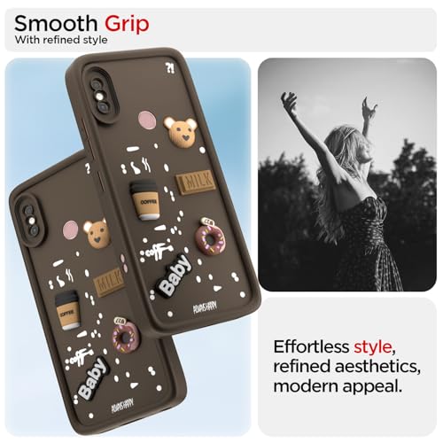 Image of Pikkme Back Cover for Redmi Note 5 Pro | Cute Fun Cartoon 3D Bear Silicone Full Body Protection Bumper Cover (Brown)