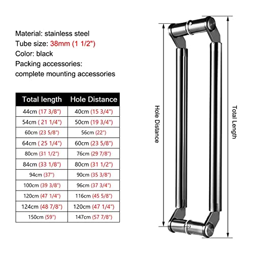 Poignées de porte en verre push pull noires de 54cm pour entrée moderne - 4