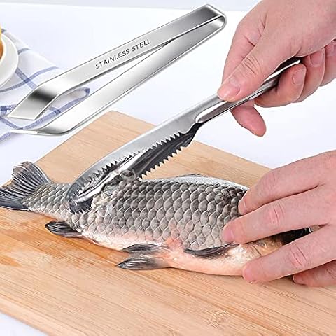 Escamador de Pescado de Acero Inoxidable con Pinzas Cover
