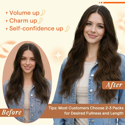 Image of Full Shine Butterfly Weft Hair Extensions 16 Inch 50G Medium Brown | Natural Thin Volume, Invisible PU Hole Genius Weft, Remy Human Hair, Micro Bead Wear for Women, Seamless Blend Solution