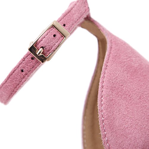 Image of MMJULY Women's Open Toe Ankle Strap Fluffy Feather Stiletto High Heel Dress Sandal