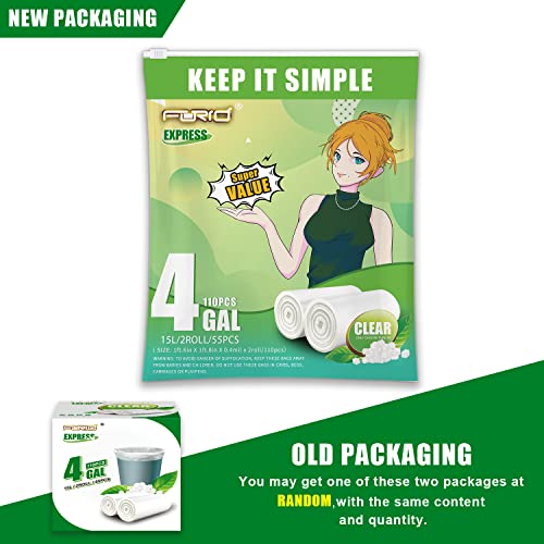 Clear Small Trash Bags 4 Gallon Garbage Bags Forid Wastebasket Bin Liners 110 Count Plastic Trash Bags For Bathroom Bedroom Office Trash Can 15 Liters - Durable & Thick Trash Bag #TOP7