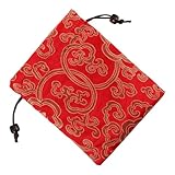 HOODANCOS Bolsa Tradicional China Bordada para Almacenamiento de Joyería y Monedas, Cierre de Cordón, Adecuado para Guardar Accesorios y Cuencos, Color Rojo y Diseño Elegante