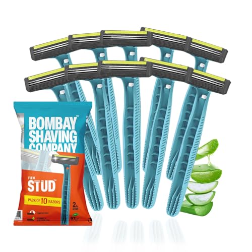 Image of Bombay Shaving Company Flexi Smooth Stud Razor - 5 Pcs x 2 | Disposable Razor for Men with Pivot Head | Aloe Lubra strip | Manual Shaving Razor for Men