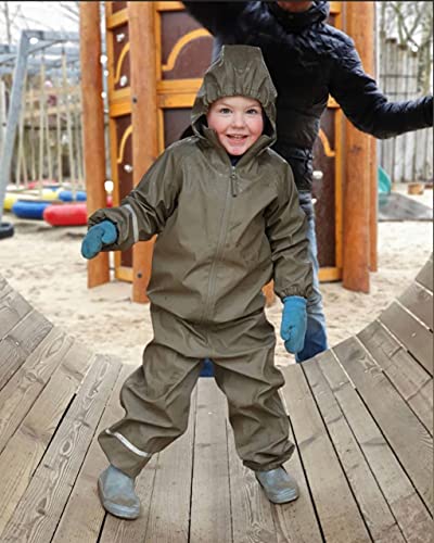 celavi kids waterproof eco friendly rain mud snow suit - detachable hood reflective stripes for boysgirls