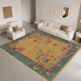 DJHWWD Alfombra Lavable Lavable Lavadora 160x200cm,Retro Chino para Pie De Cama,Habitación Juvenil,Debajo de La Silla Amarillo