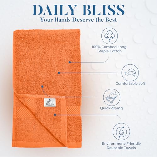 Image of DAN RIVER 6-Pack Premium Hand Towels (16x28 Inches) - 100% Cotton, Ultra Soft, Lightweight, Highly Absorbent Towels for Bathroom, Spa, Gym, Salon, Hotel, and Travel - Orange