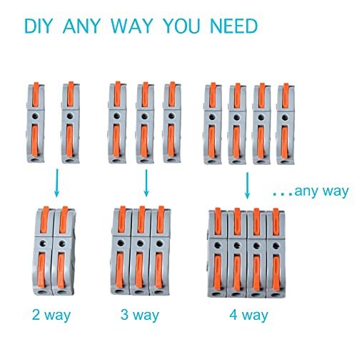 Glutoad 50 Pcs Lever Wire Connectors. 1 To 1 Inline Electrical Connector, 1 Conductor Compact Diy Splicing Connector For Quick Connect 28-12 Awg #TOP5